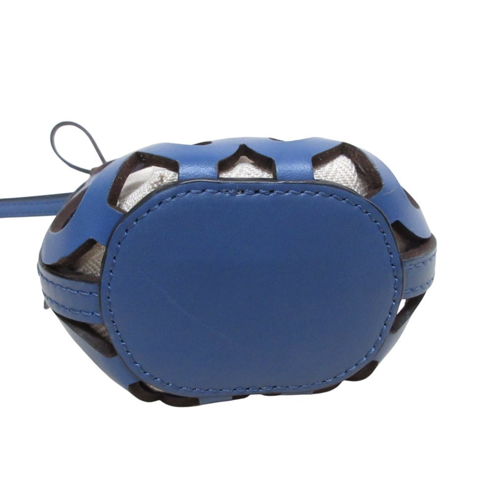 LOEWE Anagram Cutout Pocket Shoulder Bag Pochette Calf Leather Blue Women's - Picture 6 of 11